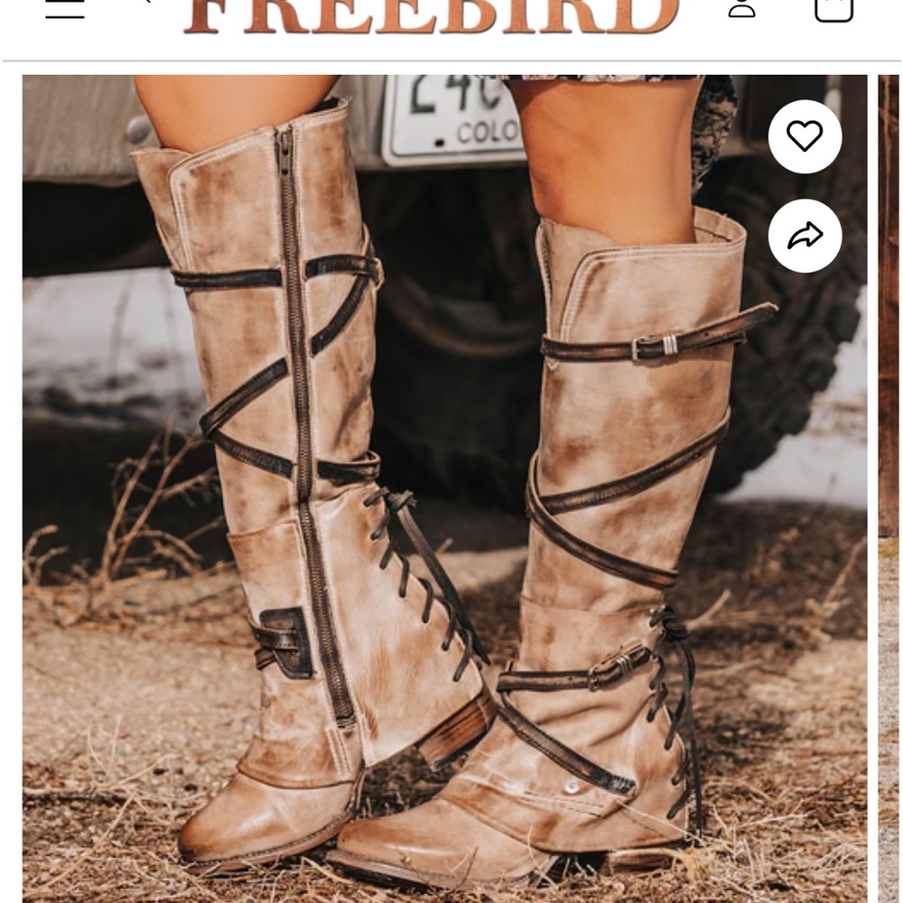 EUC Freebird Cassius Boot in beige multi. Size 8.